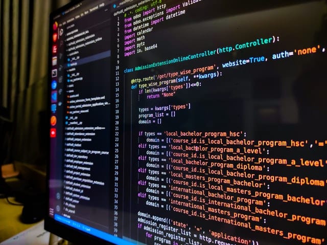 Coding language on a computer screen